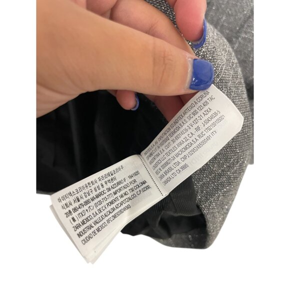 Zara Womens Cropped Blazer Suit Jacket XS Gray Metallic thread 9062/154 NWT - Picture 13 of 16